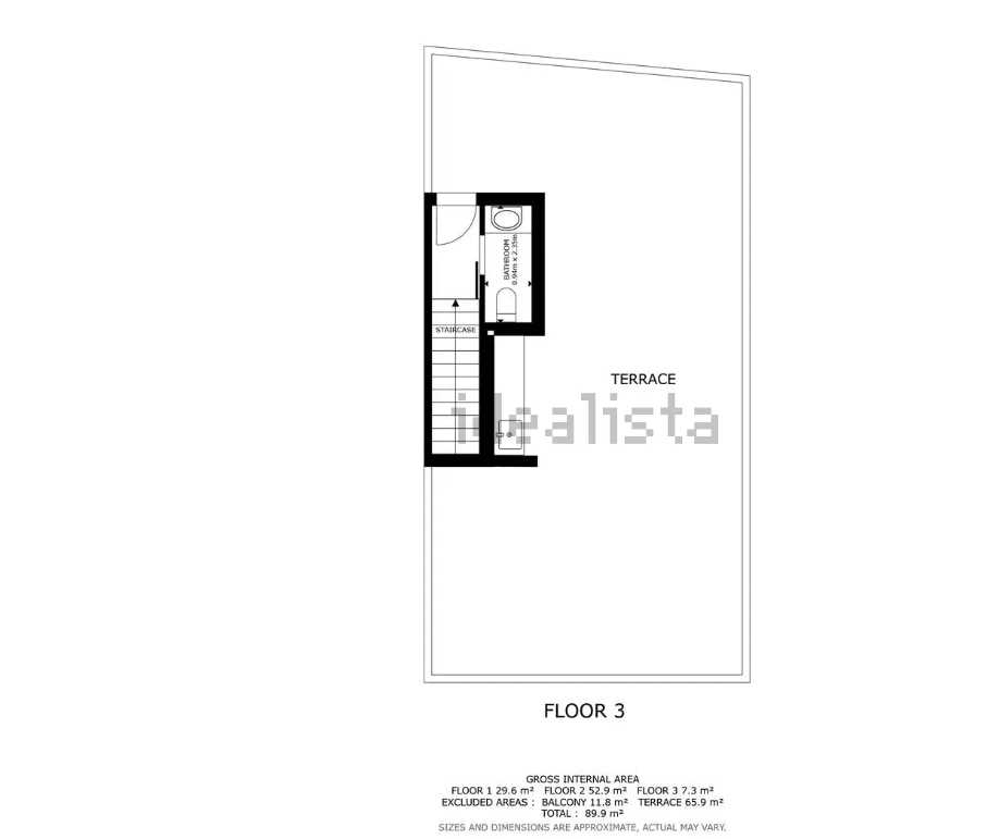 Appartement moderne de 3 chambres avec grande terrasse.